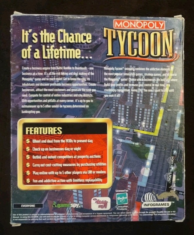 2001 Hasbro Monopoly Tycoon CD-ROM Game Infogames Rated E gallery