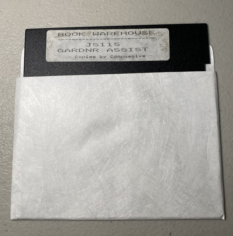 IBM Tandy Software Book Warehouse JS115 GARDNR ASSIST 5.25”