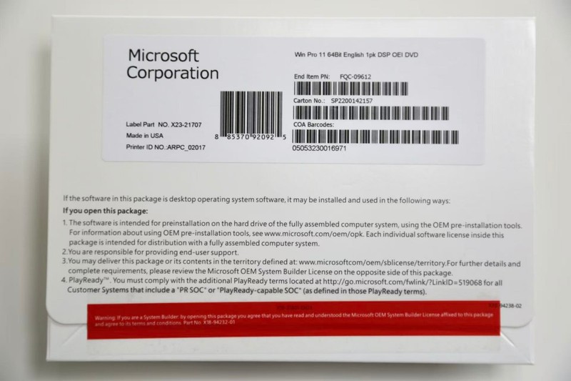 Win 11 Pro 64-Bit DVD & License ProductKey Factory Sealed US # Free Shipping