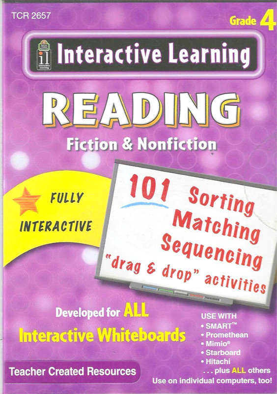 Reading, Fiction Non Fiction Grade 4 , Whiteboard CD, New Teacher Created, 2657