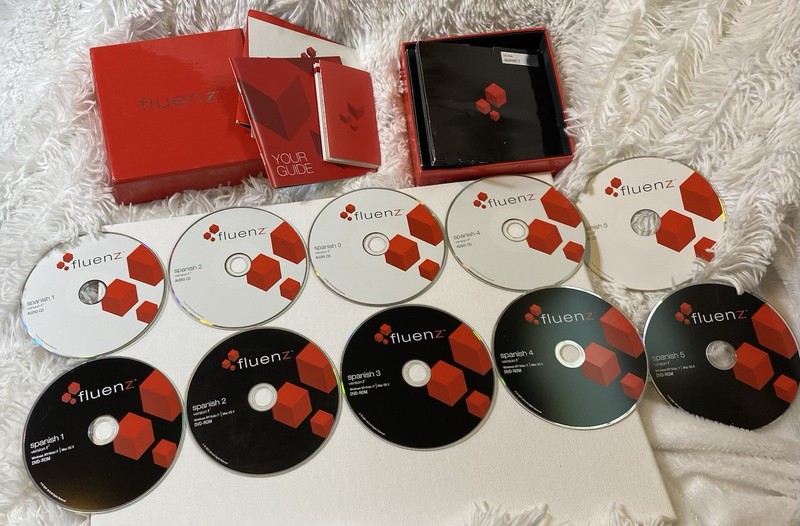 FLUENZ Spanish Español Language Courses 1-5, Complete 10 Disc Set, DVD-ROM & CD