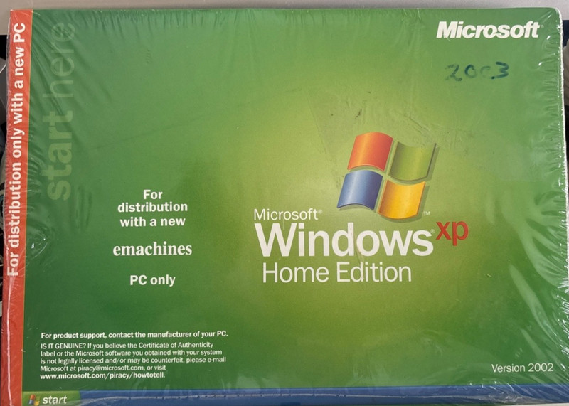 Microsoft Windows XP Home Edition Version 2002 for emachines PC – NEW SEALED