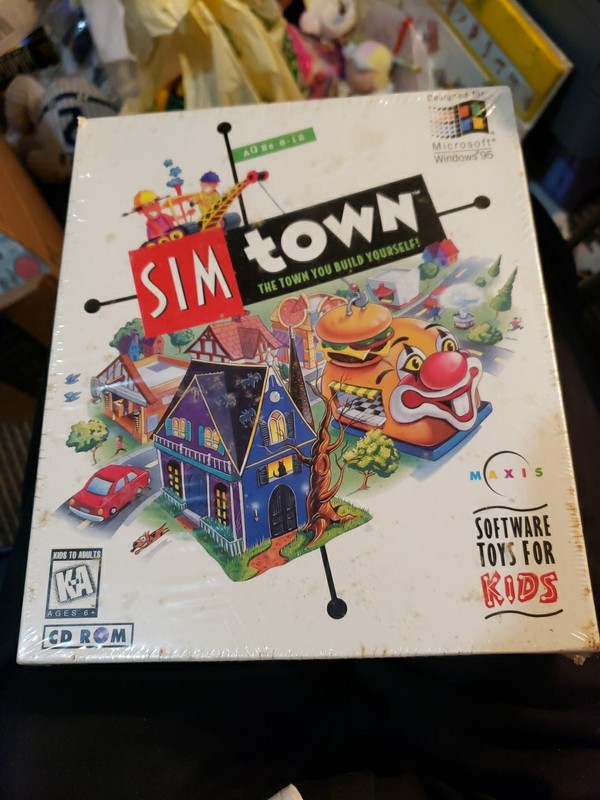 Brand New Vintage Sim Town 1995 Maxis Kids PC Game Software Toys CD Rom Sealed