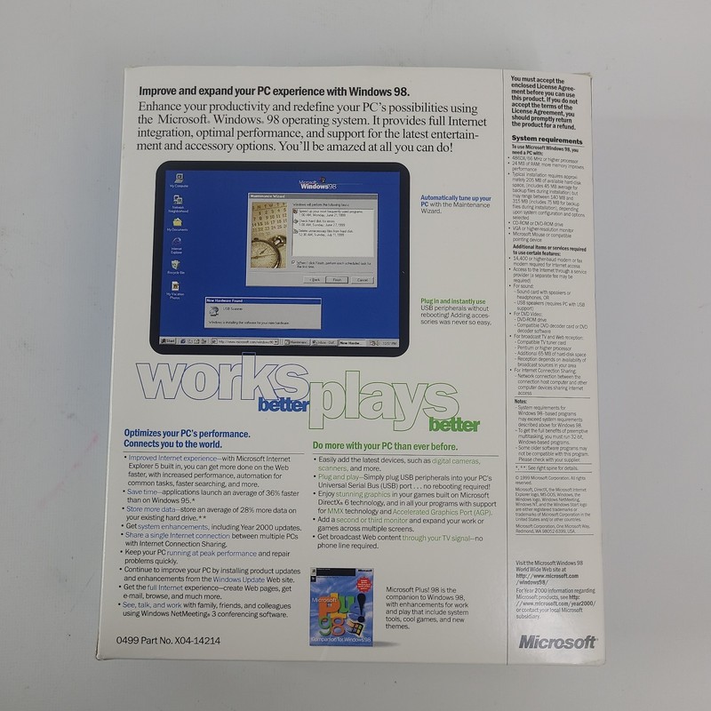 Microsoft Windows 98 Second Edition Upgrade Original Disc & Factory Sealed gallery