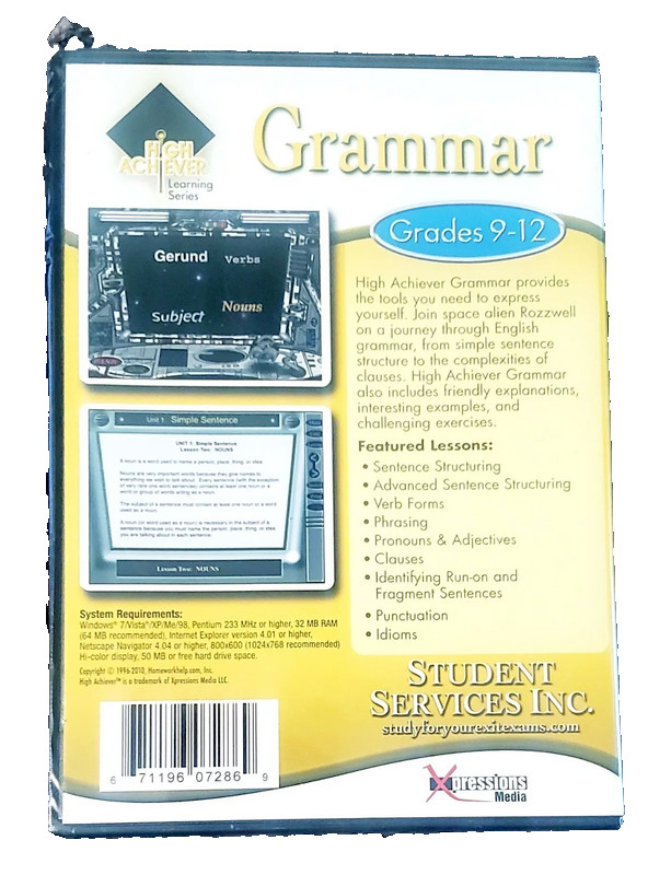 High Achiever Learning Series Grammer Grades 9-12 PC CD-ROM gallery