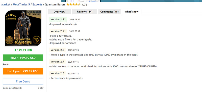 v2.92 Quantum Baron EA Metatrader MT5 Bot for trading XTIUSD Crude Oil Brent gallery