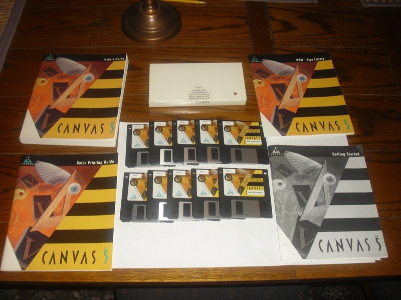 Vintage Deneba Canvas 5 for Mac OS (7.x-9.x) on 3.5" Floppy Discs with Manuals