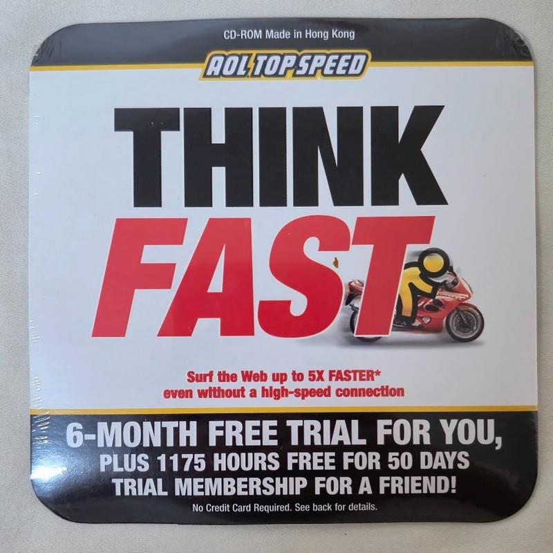 AOL Top Speed Vintage CD-ROM – 1175 Hours Free – Factory Sealed Collector’s Item