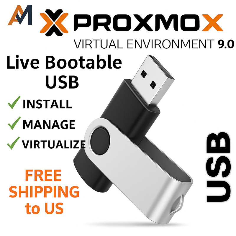 Proxmox VE 9.0 USB 3.2 — Bootable Virtualization Server Environment FREE SHIPP