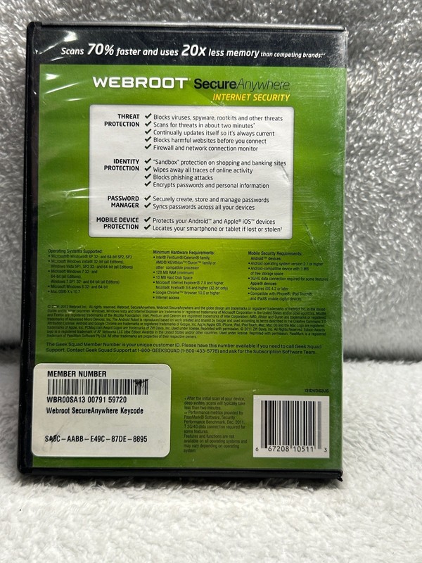 Secure Anywhere Internet Security Webroot Software Disc And Case Used Condition gallery