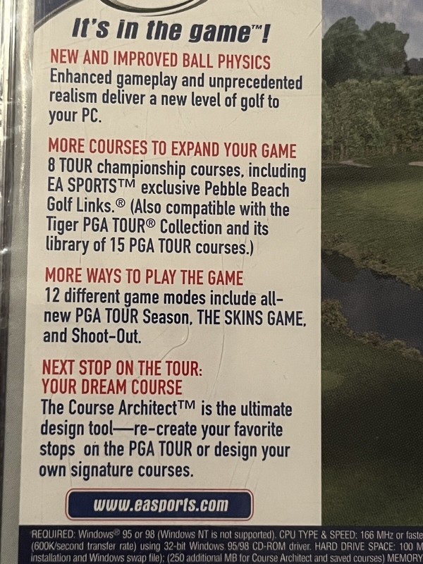 Tiger Woods Golf PGA Tour 2000 - PC CD-Rom SEALED! Windows 95/98 FREE Shipping! gallery