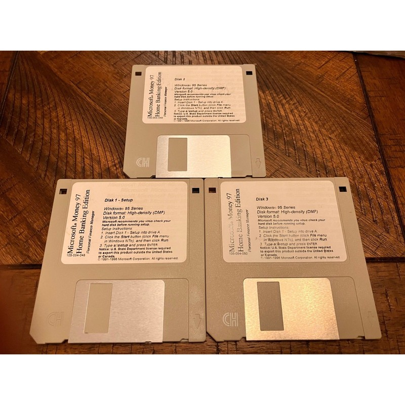 Microsoft Money 97 Home Banking Edition Floppy Disks PC Windows 95 Vintage