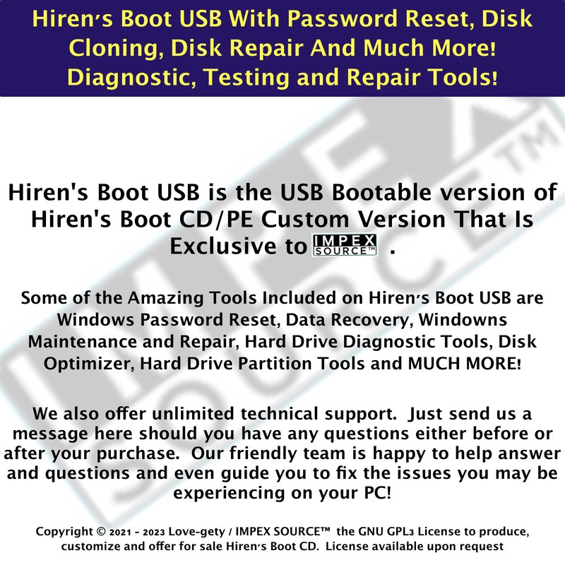 Hiren's 2023 Boot USB PC Utilities Password Reset Disk Recovery &More Newest Ver gallery