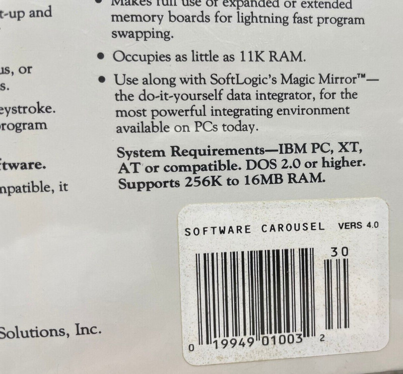 1989 Big Box Software Carousel Software Soft Logic Solutions NIB NOS Rare gallery