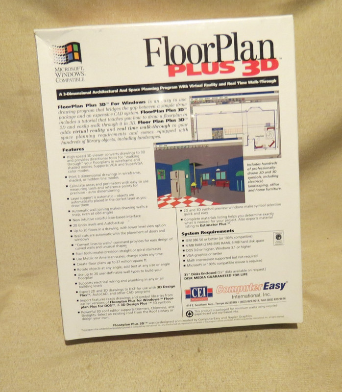 SEALED 1993 CEI Incorporated Floor Plan 3D Design For Microsoft Windows Software gallery