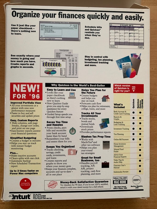 Vintage 1996 Intuit Quicken Personal Finance Software for Apple Macintosh (v.6) gallery