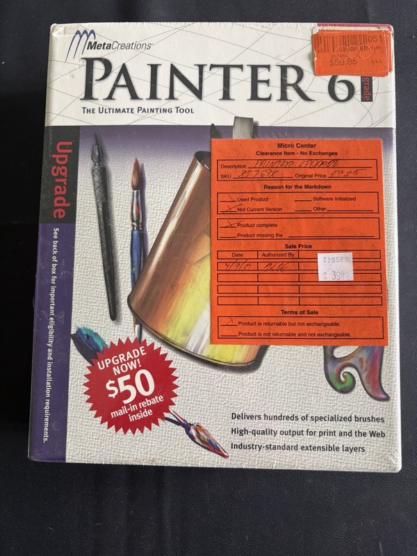 MetaCreations Painter 6 Upgrade Sealed PC Mac CD-ROM Vintage Art Software gallery