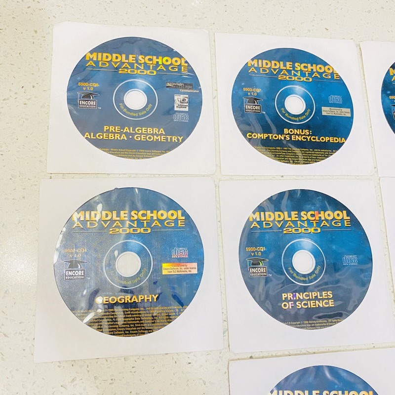 Middle School Advantage 2001 lot, Pre-algebra/Reading/Geometry - 7 CDs Lot gallery