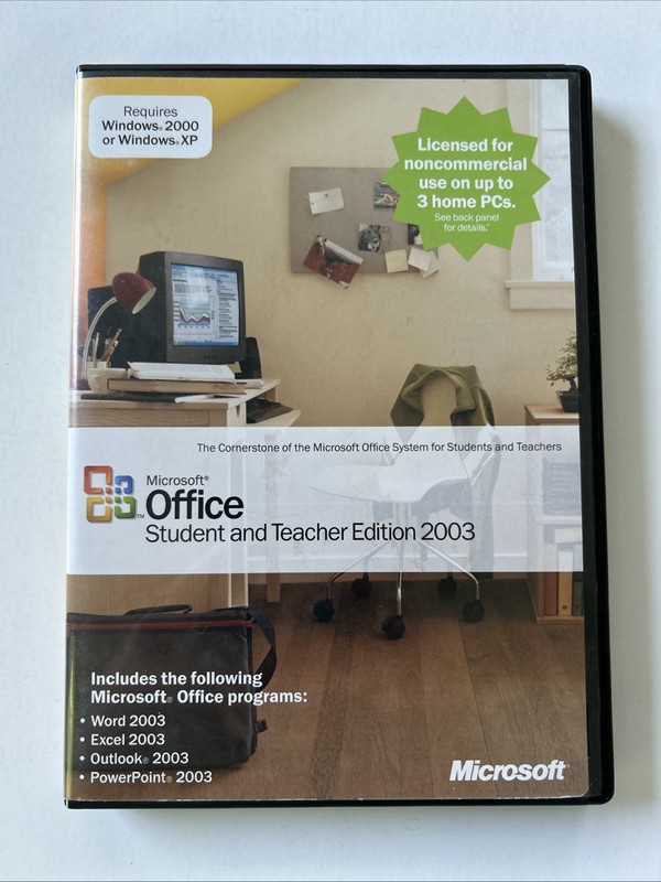 Microsoft Office Student and Teacher Edition 2003 Word Excel PowerPoint W/ Key
