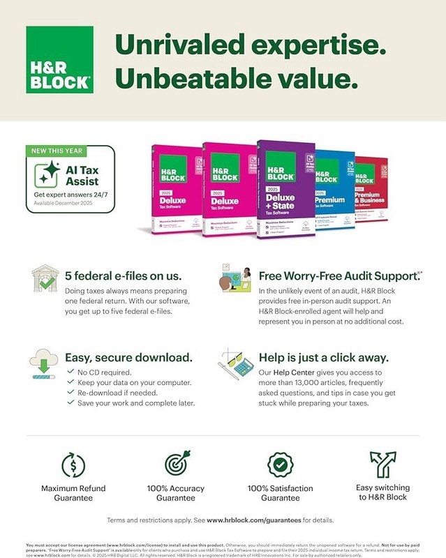 H&R Block Tax Software Deluxe 2025 PC/Mac [Key Card] gallery