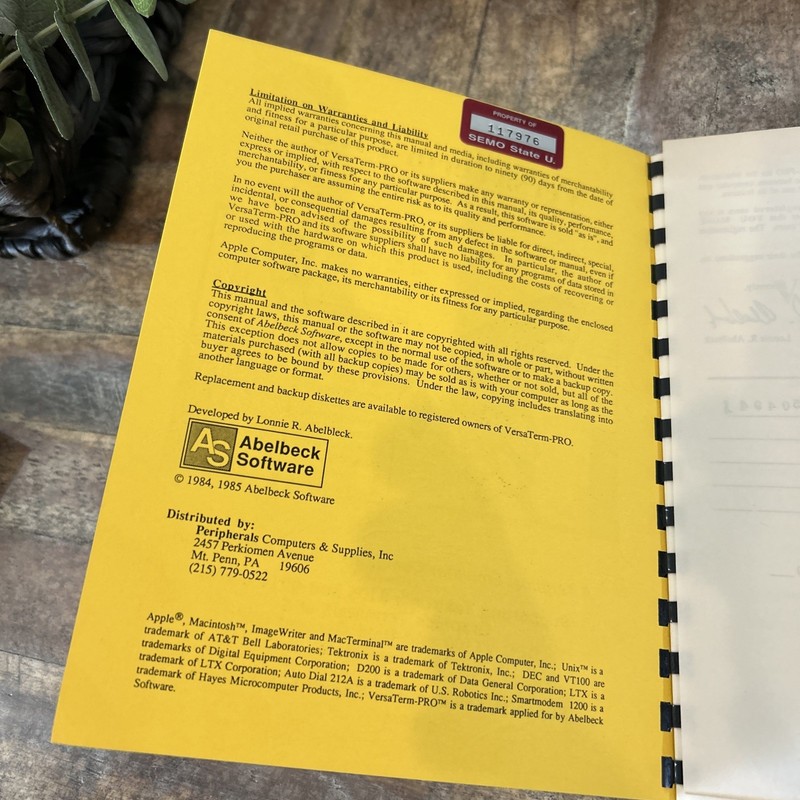 Rare 1985 Versa Term Pro Book with Two Disks Software for Apple gallery