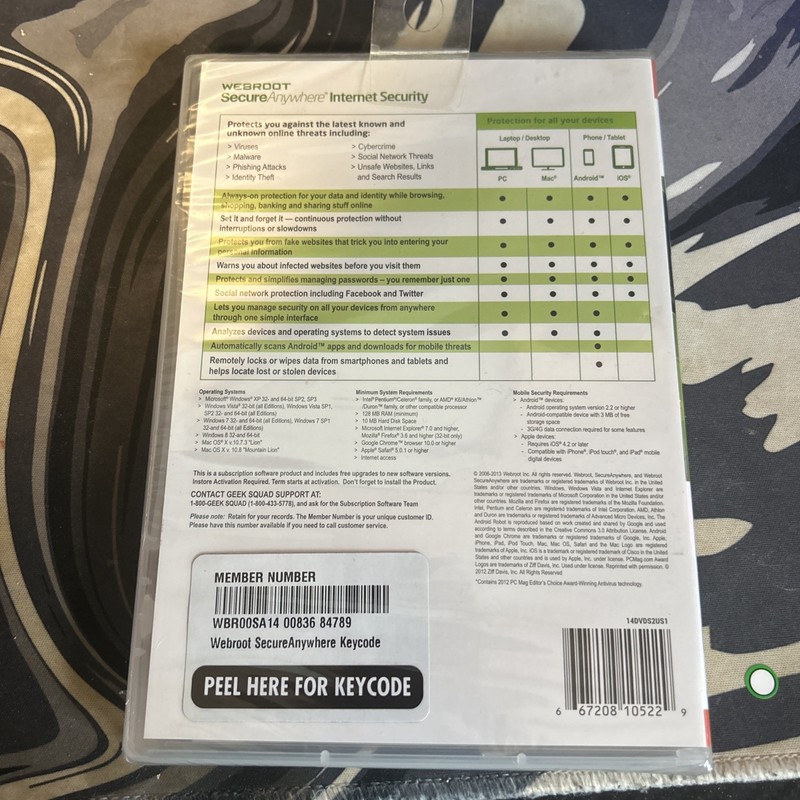Webroot SecureAnywhere Internet Security - for Windows & Mac & Mobile (SEALED) gallery