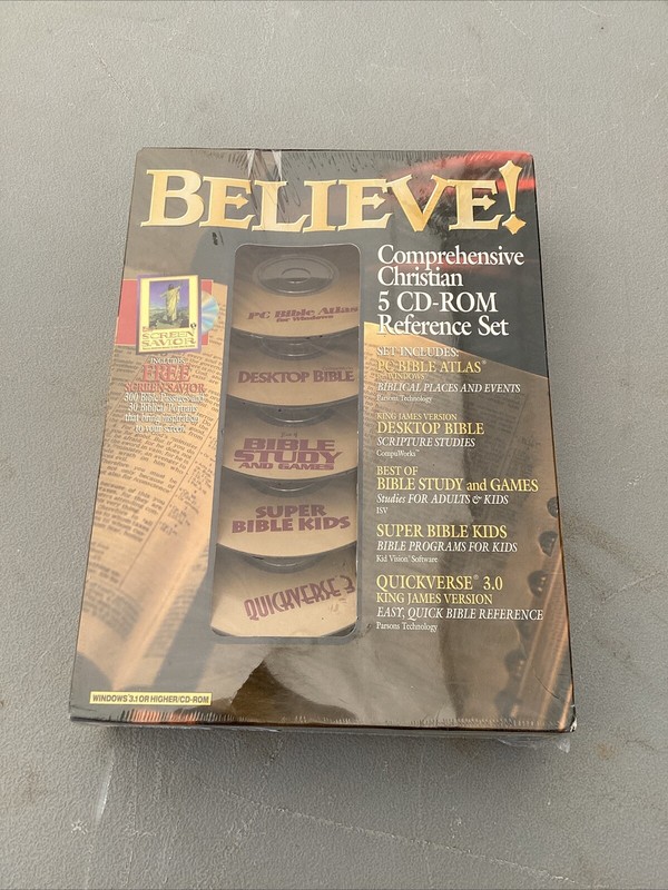 Believe Comprehensive Christian 5 CD-ROM Reference Set 1995 printed in USA