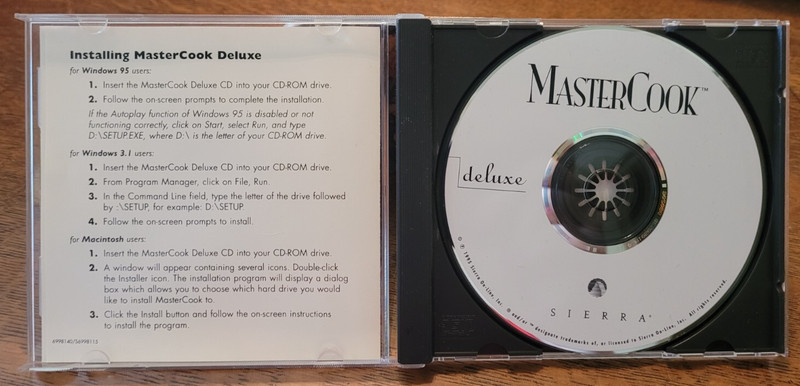 MASTERCOOK DELUXE Master Cook Windows 95 3.1 Mac 7.1 Sierra Recipe Cookbook RARE gallery