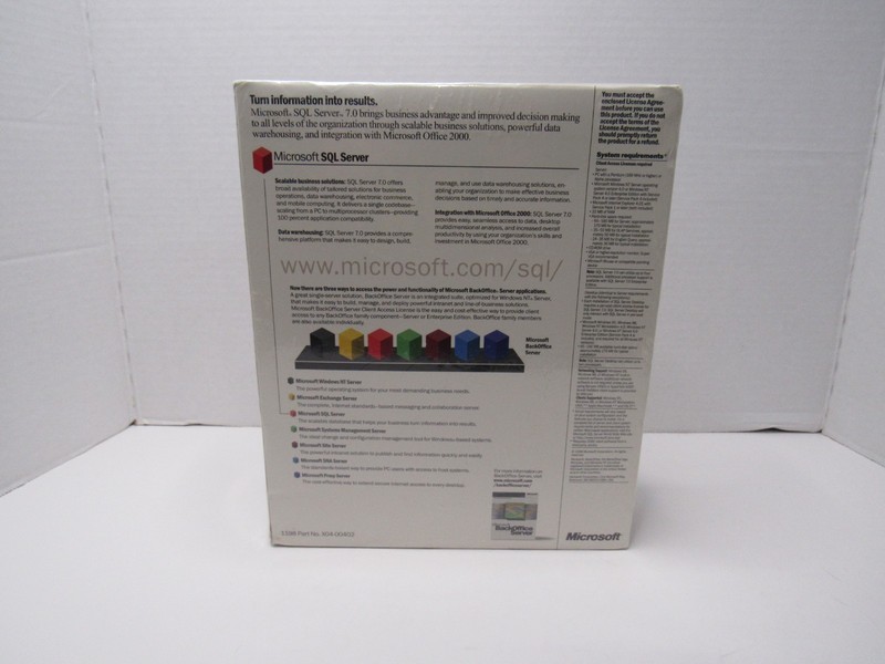 Microsoft SQL Server 7.0 1998 Sealed New Old Stock CD-ROM BackOffice 5 Client gallery