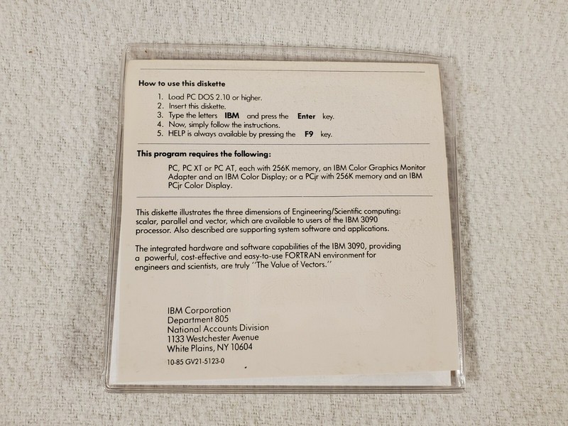 Vtg 1985 Software ~ IBM The Value of Vectors Presentation ~ 5.25" Floppy Disk gallery