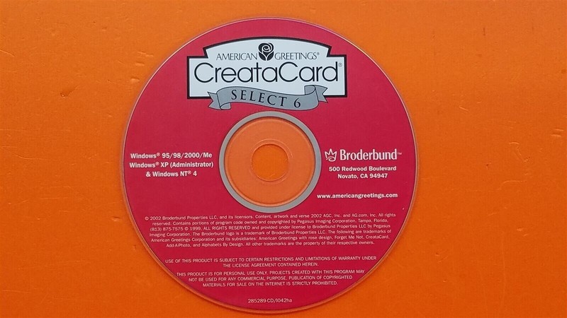 ⭐️⭐️⭐️⭐️⭐️ American Greetings Creatacard Select 6 PC CD Software 2002