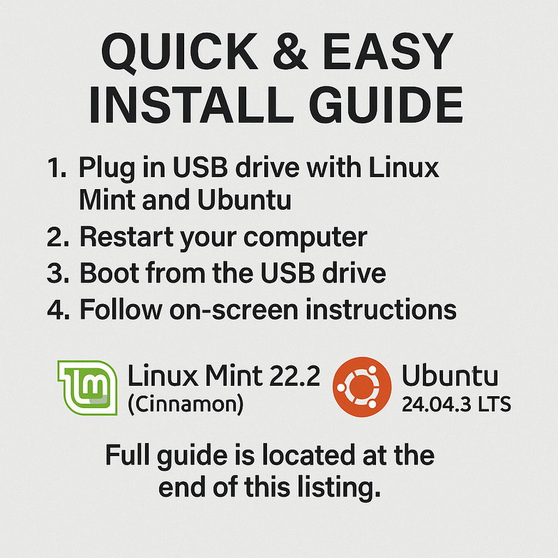 Linux Mint 22.2 Cinnamon + Ubuntu 24.04.3 LTS - Bootable / Live USB / 2-in-1 gallery