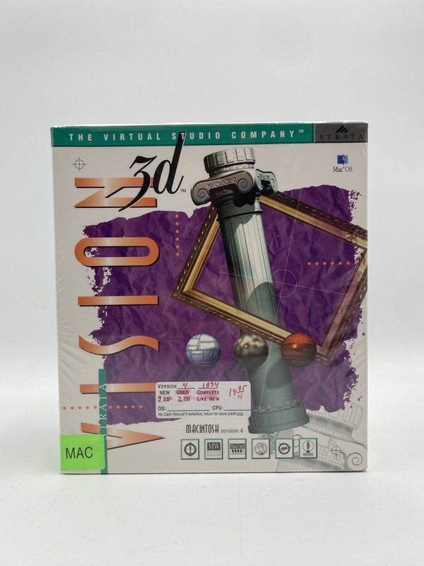Vintage Vision 3D Version 4 Macintosh Virtual Studio Company Used Resealed