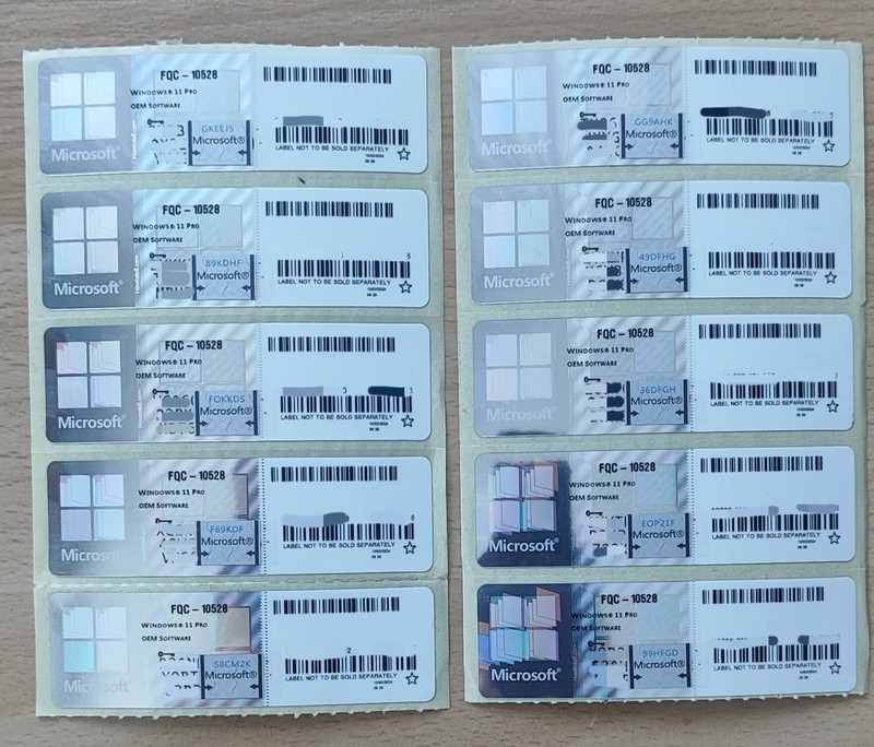 50x Windows 11 Pro Key OEM License Sticker COA Sticker Perpetual License