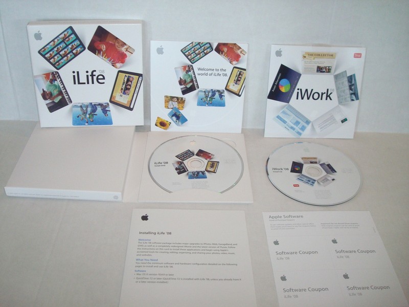 Apple Mac iLife 08 v8.0.1 + iWork 08 v8.0 Software & POP Coupons – Retail Box