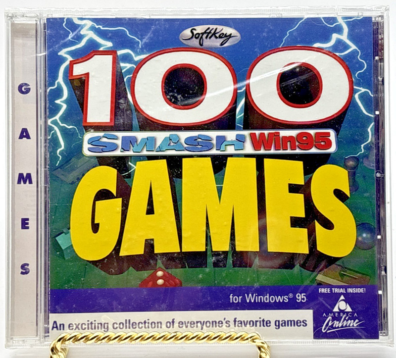 Vintage Soft Key Windows 95 Mac CDs 100 Smash Games Key Photos SEALED 1997-8 gallery