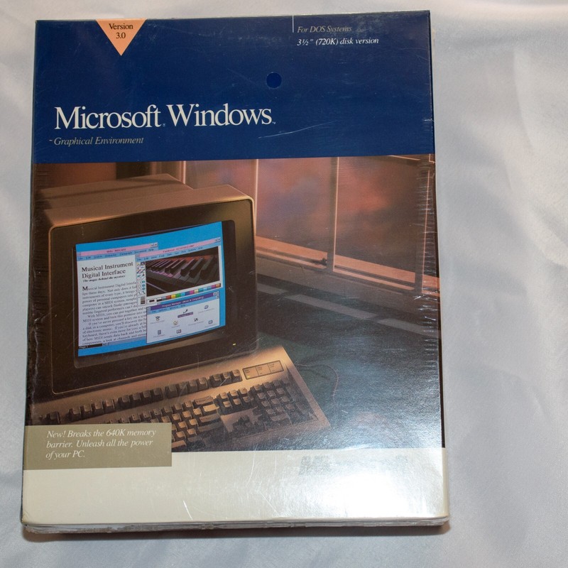 Sealed Microsoft Windows 3.0 3 1/2″ 720K Disk Version for DOS Systems