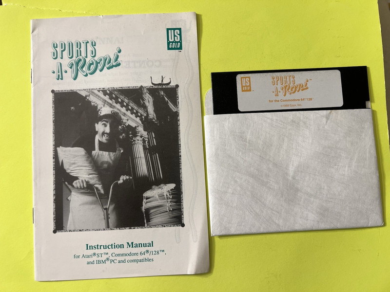 Sports-A-Roni Commodore 64 C64 with manual – Tested – Works Great!