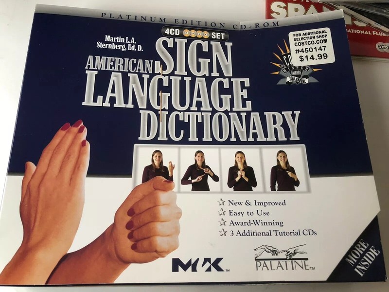 American Sign Language Dictionary Platinum PC CDs set of 4 learning ASL 2002
