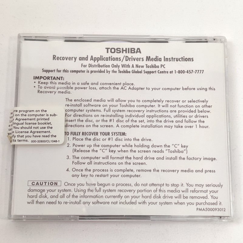 Toshiba A100 & A105 Satellite Drivers & Applications DVD 2 Disc Recovery Set gallery