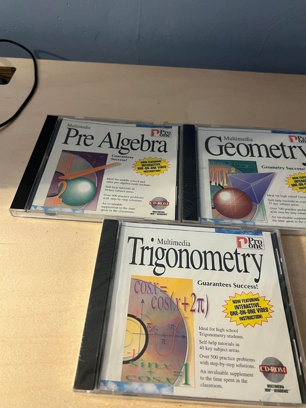 Multimedia Pre Trigonometry, Algebra, Geometry set of 3