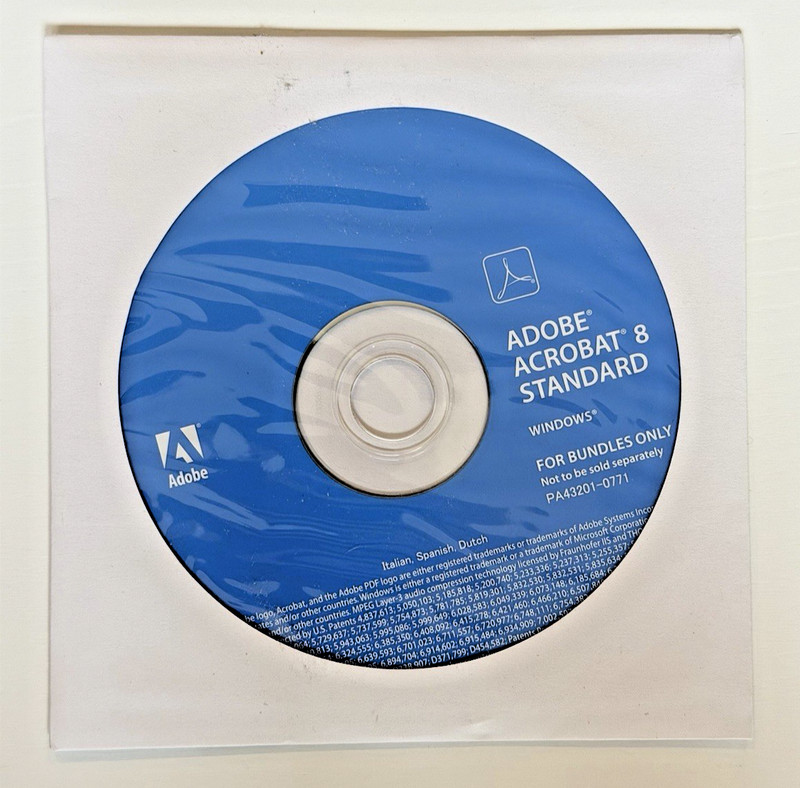 ADOBE Acrobat 8 Standard – 2006 for Windows w/ Serial Number Collectable Vintage