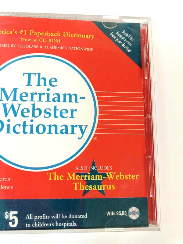 The Merriam Webster Dictionary/Thesaurus CD Win 95/98 2000 Used Kohl's Cares Kid gallery