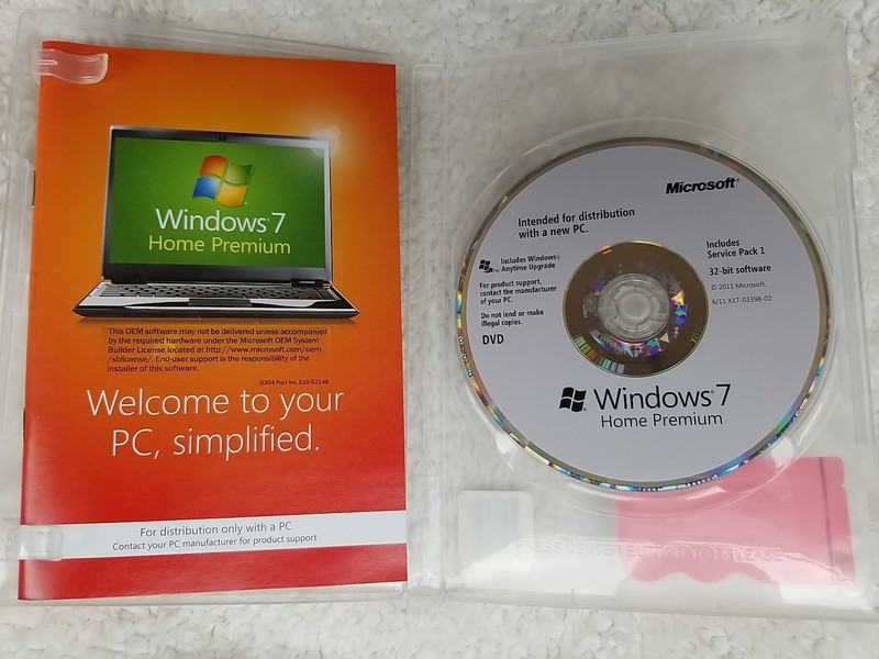 MICROSOFT WINDOWS 7 HOME PREMIUM 64BIT DVD SOFTWARE W/KEY USED