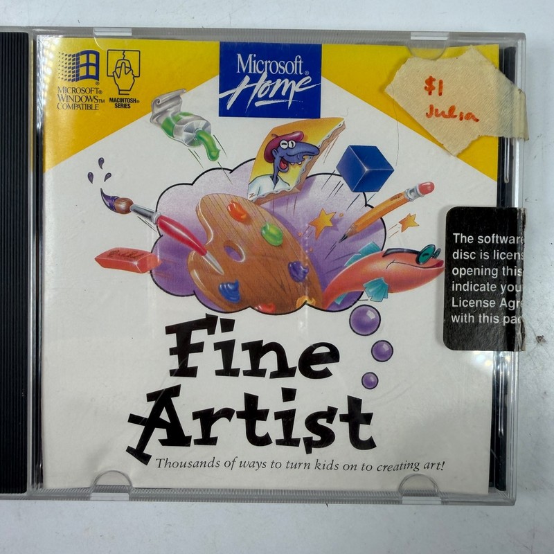 Microsoft Fine Artist Software Windows Macintosh OEM CD-ROM 1994 Kids Art
