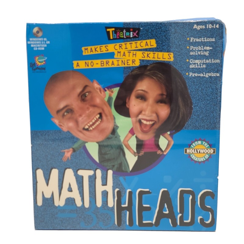 Math Heads By Theatrix PC MAC CD-ROM Ages 10-14 Vintage Sealed