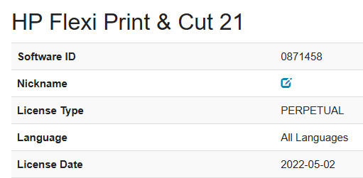 HP Flexi Print & Cut 21 Software License Transfer