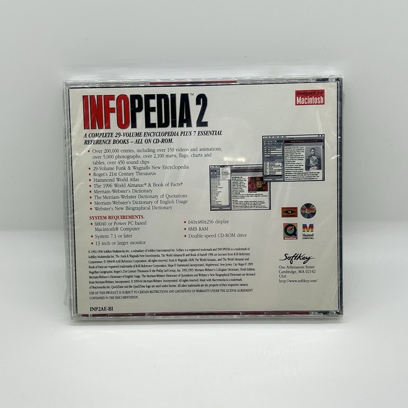 Infopedia 2.0 PC CD-ROM SoftKey 1996 Encyclopedia for Windows 95/3.1 S SEALED gallery