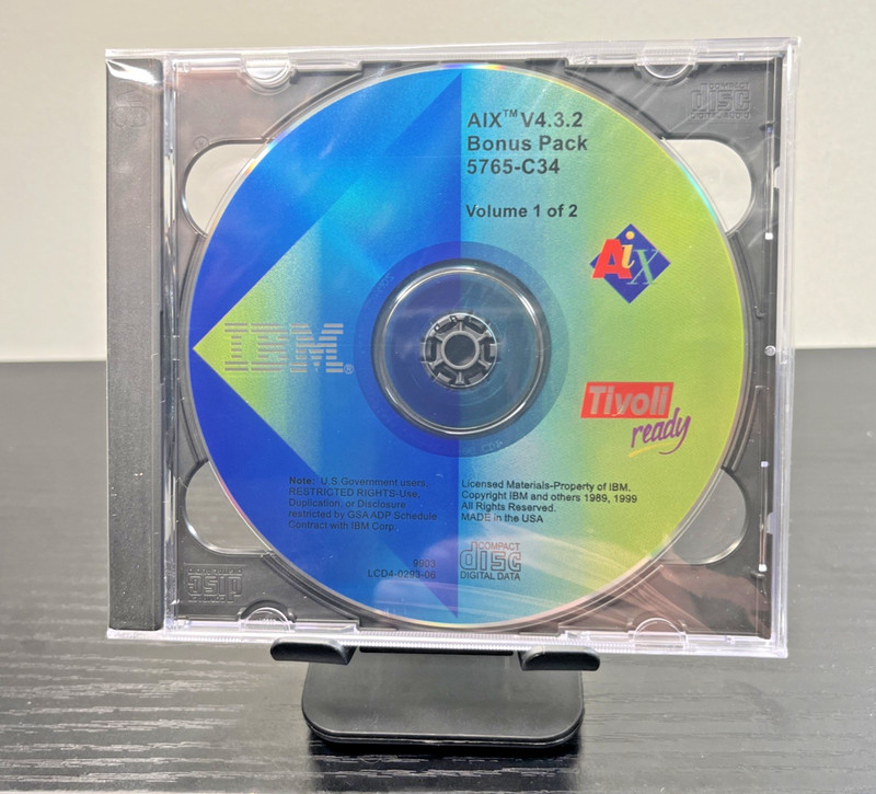 IBM AIX V4.3.2 Bonus Pack 5765-C34 • UNIX Software • 2-CD Set Vol 1 & 2 • Sealed