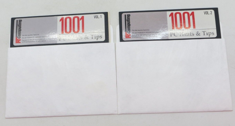 PC Computing 1001 PC Hints & Tips 5.25″ Floppy Disks computer discs 1992